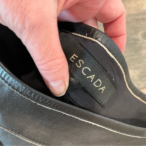 Escada Black Leather Lambskin Pants Size 40 (German) =US 8/10 Straight Leg - Picture 7 of 10